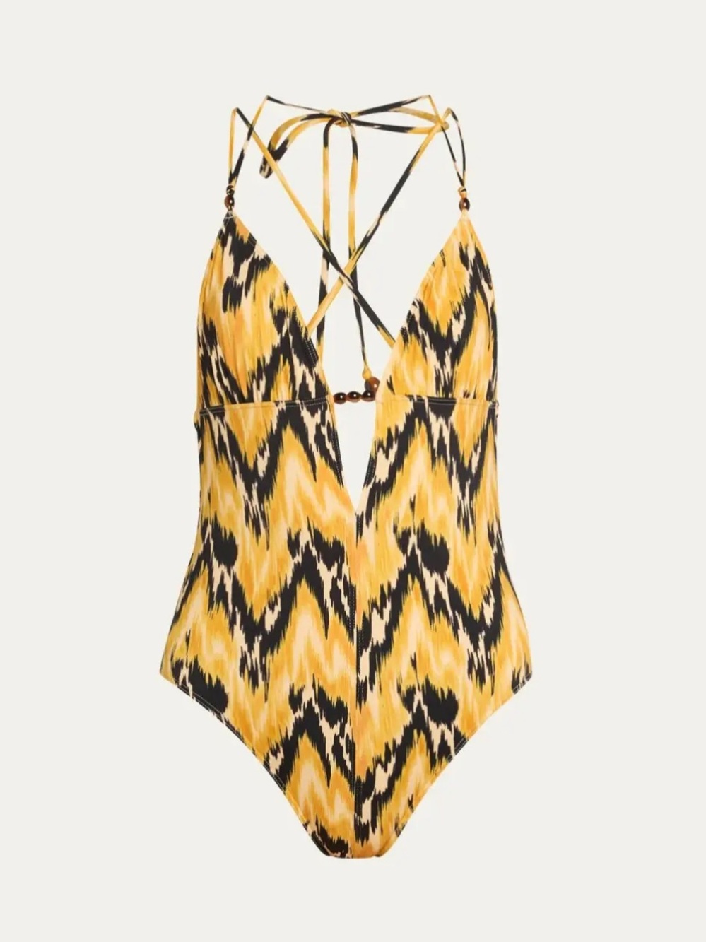 Ulla Johnson Leila Beaded Maillot One-Piece Swimsuit (Solara)